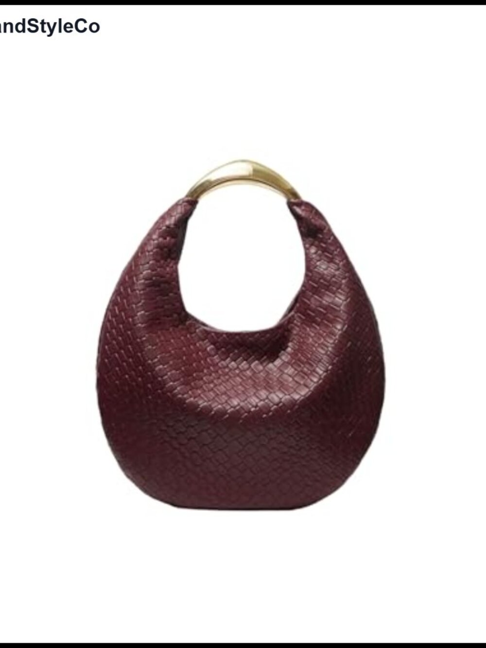 Women's Woven Handbag Elegant Clutch Metal Top Handle Crescent Evening Bag